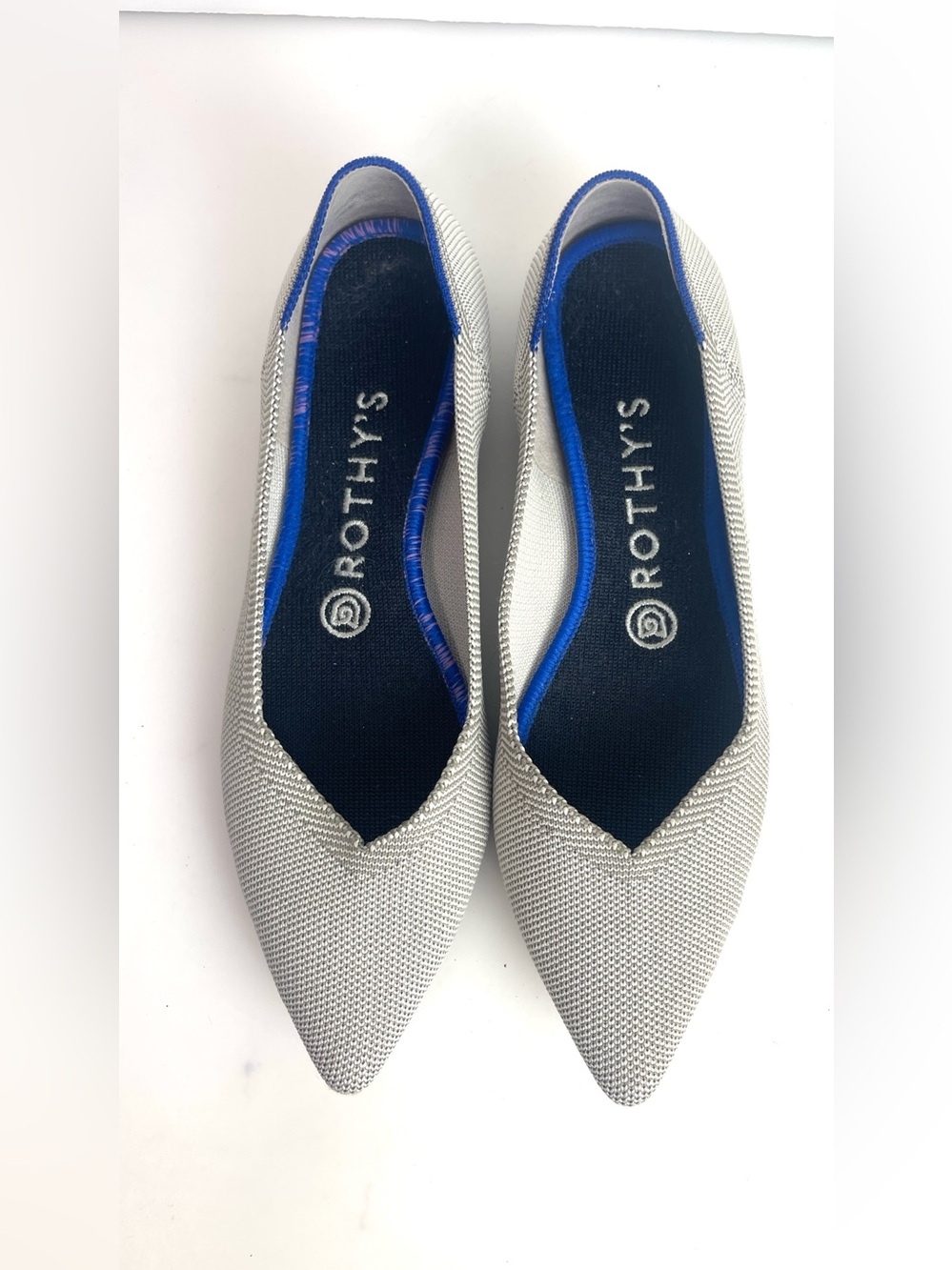 Rothy's The Point Light Gray Pointed Toe Ballets Flats Womens Size 8